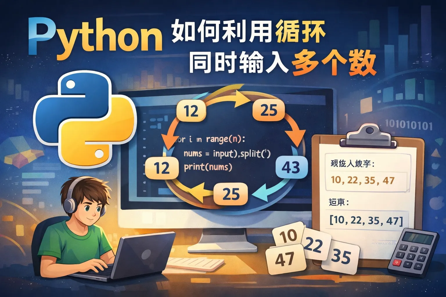 python如何利用循环同时输入多个数