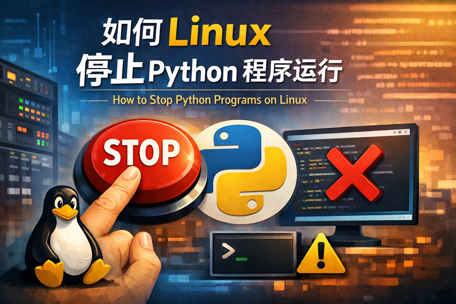 如何linux 停止python程序运行