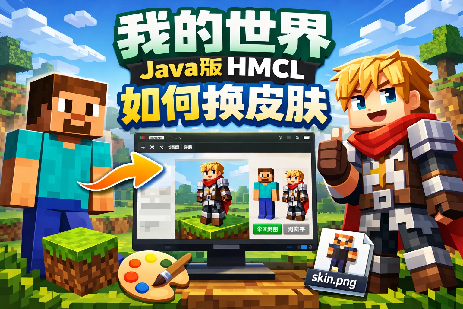 我的世界java版hmcl如何换皮肤