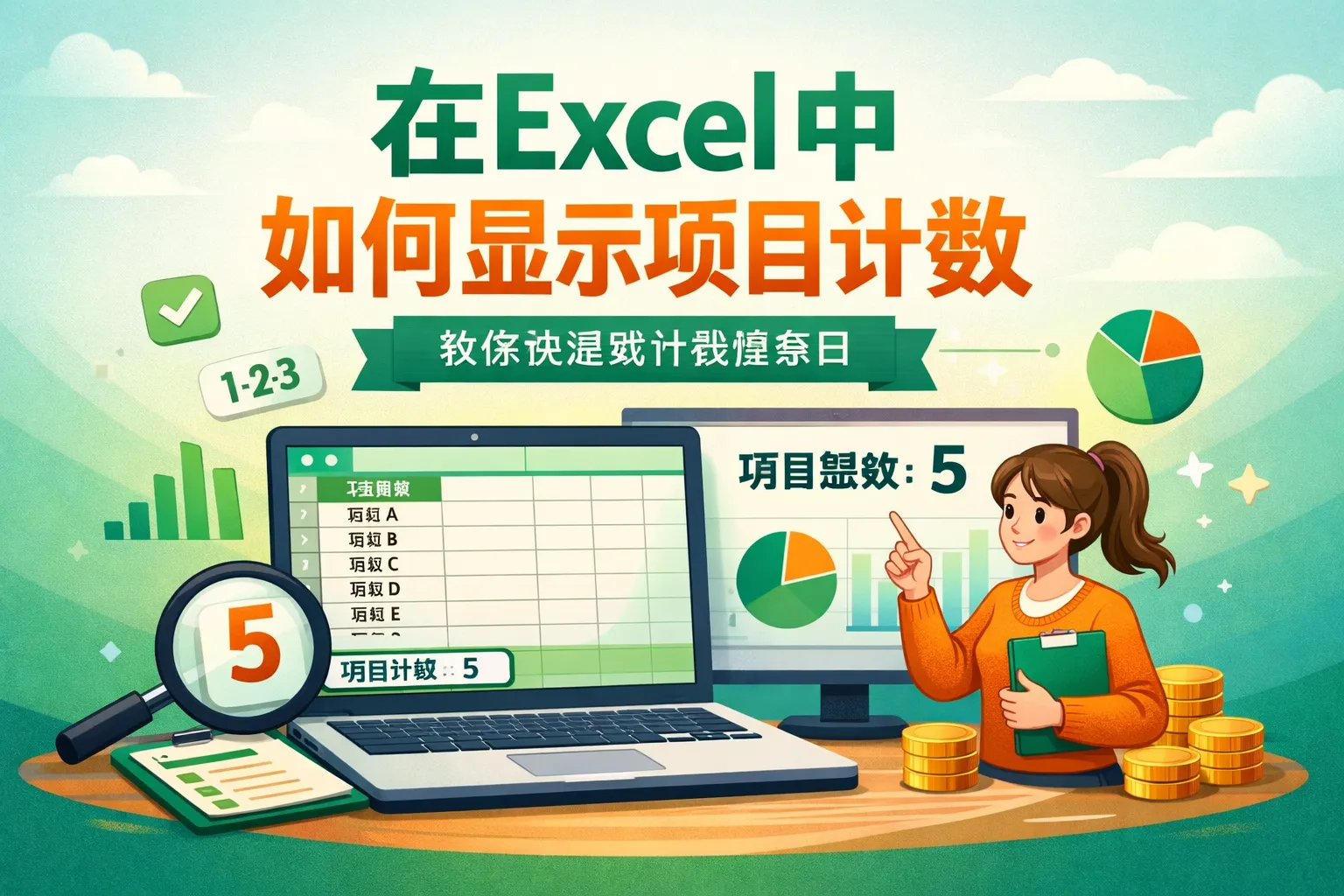 在excel中如何显示项目计数