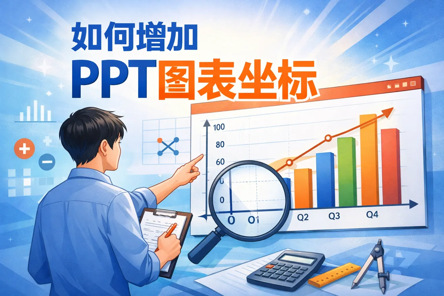 如何增加ppt图表坐标