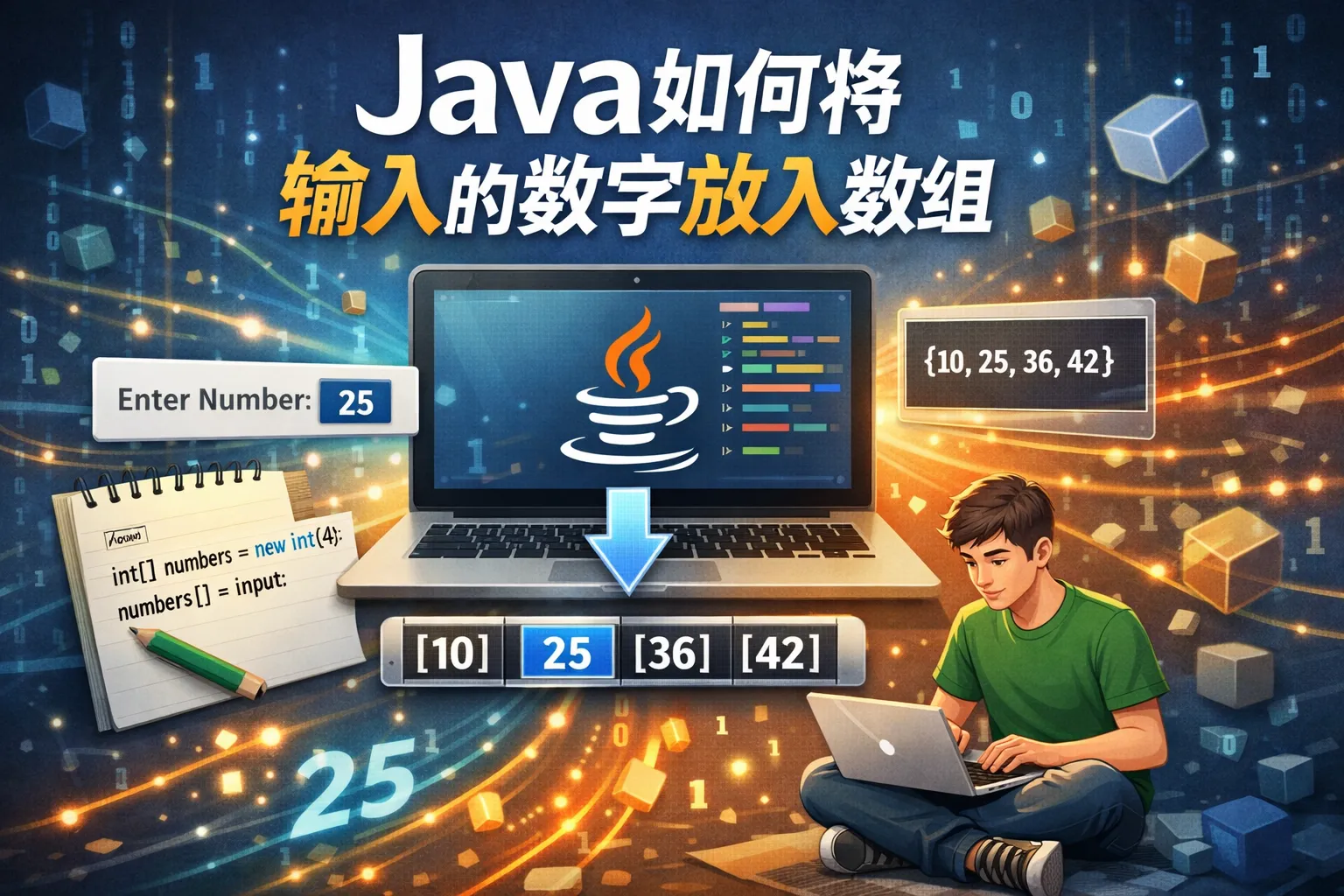 java如何将输入的数字放入数组