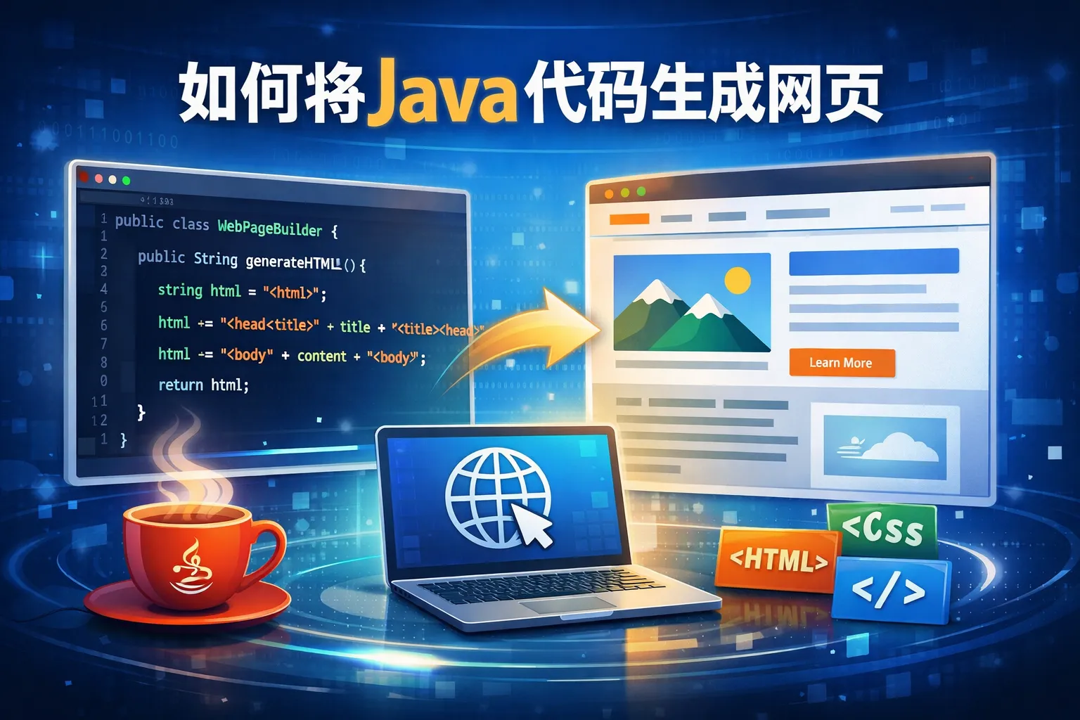 如何将java代码生成网页