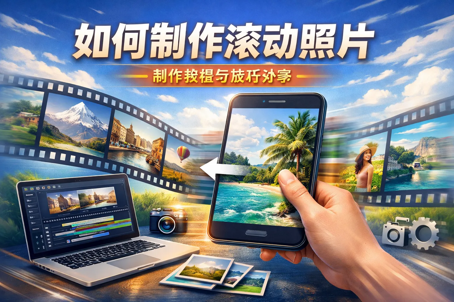 ppt汇报如何制作滚动照片