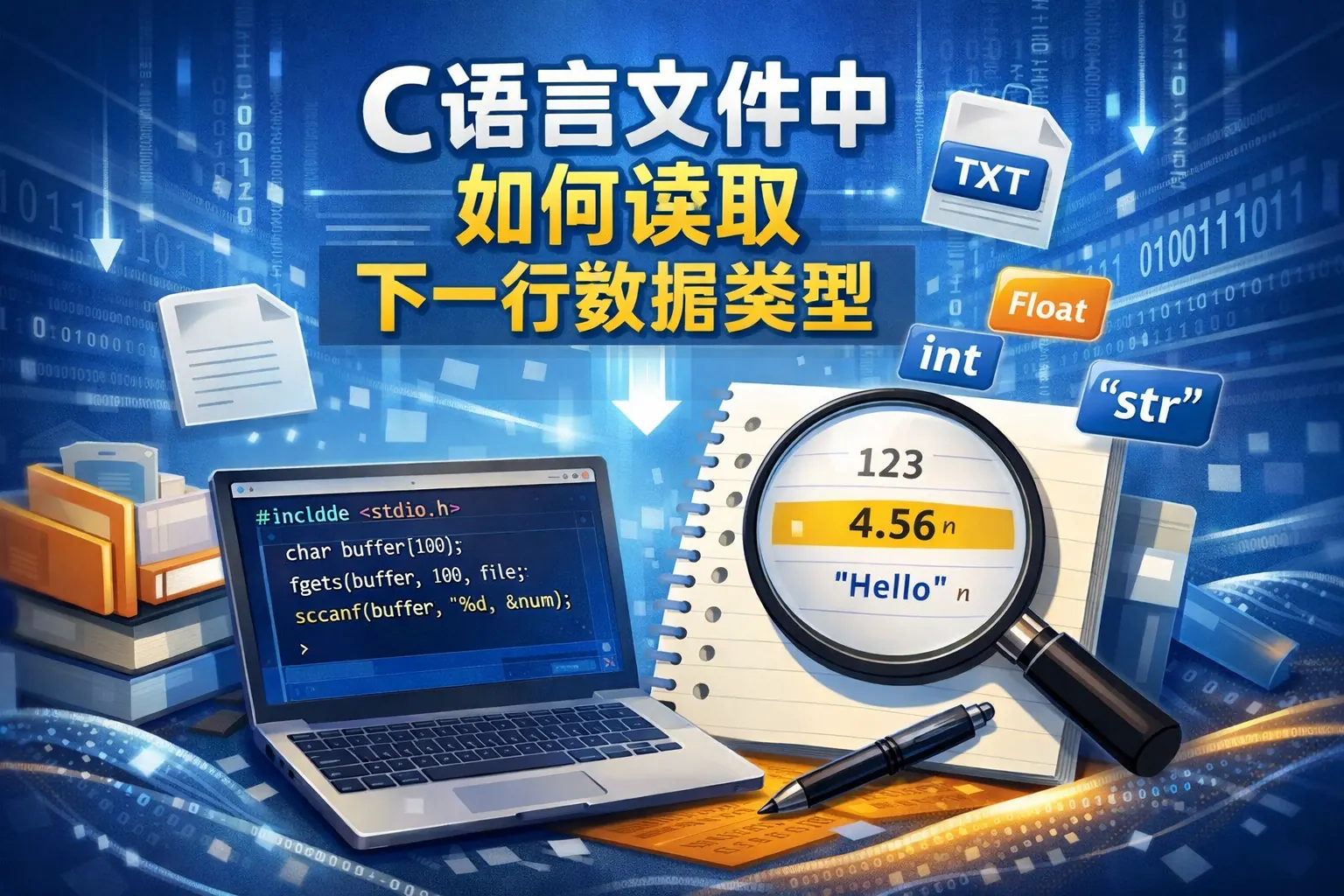 c语言文件中如何读取下一行数据类型