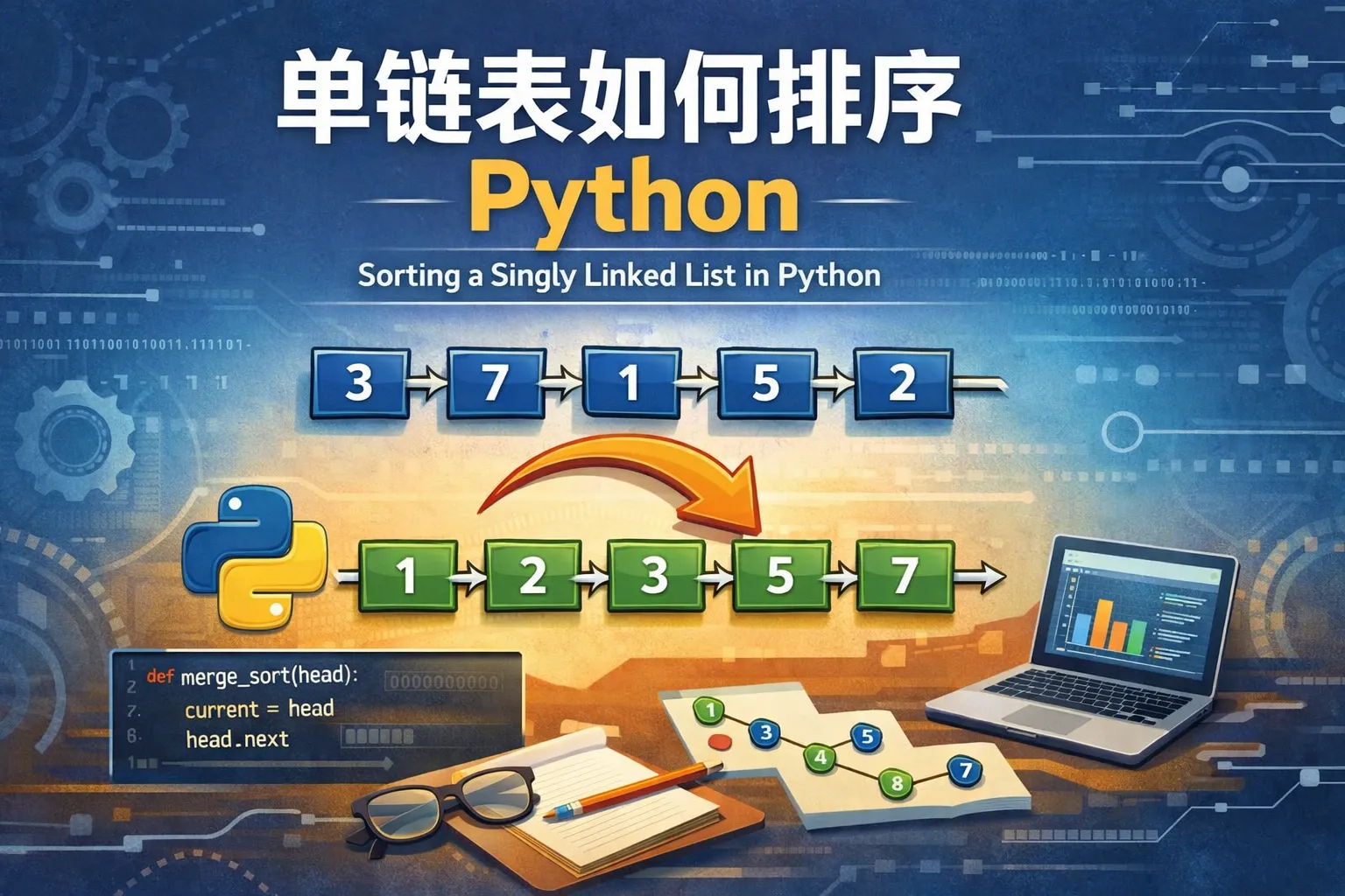 单链表如何排序python