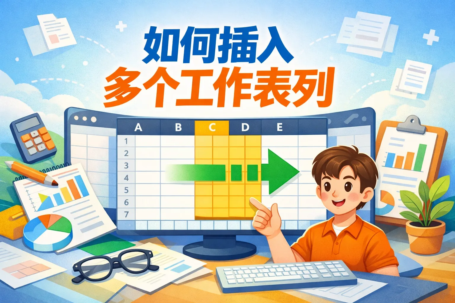 如何插入多个工作表列