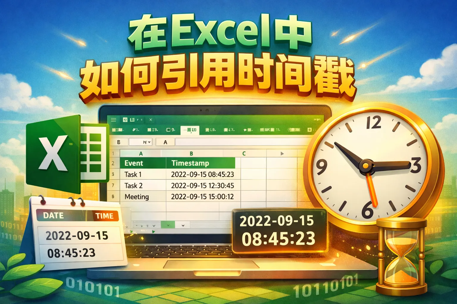 在excel中如何引用时间戳