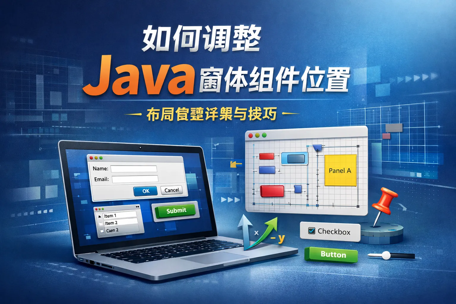 如何调整java窗体组件位置