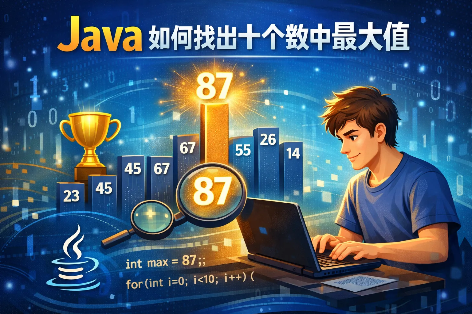 Java如何找出十个数中最大值