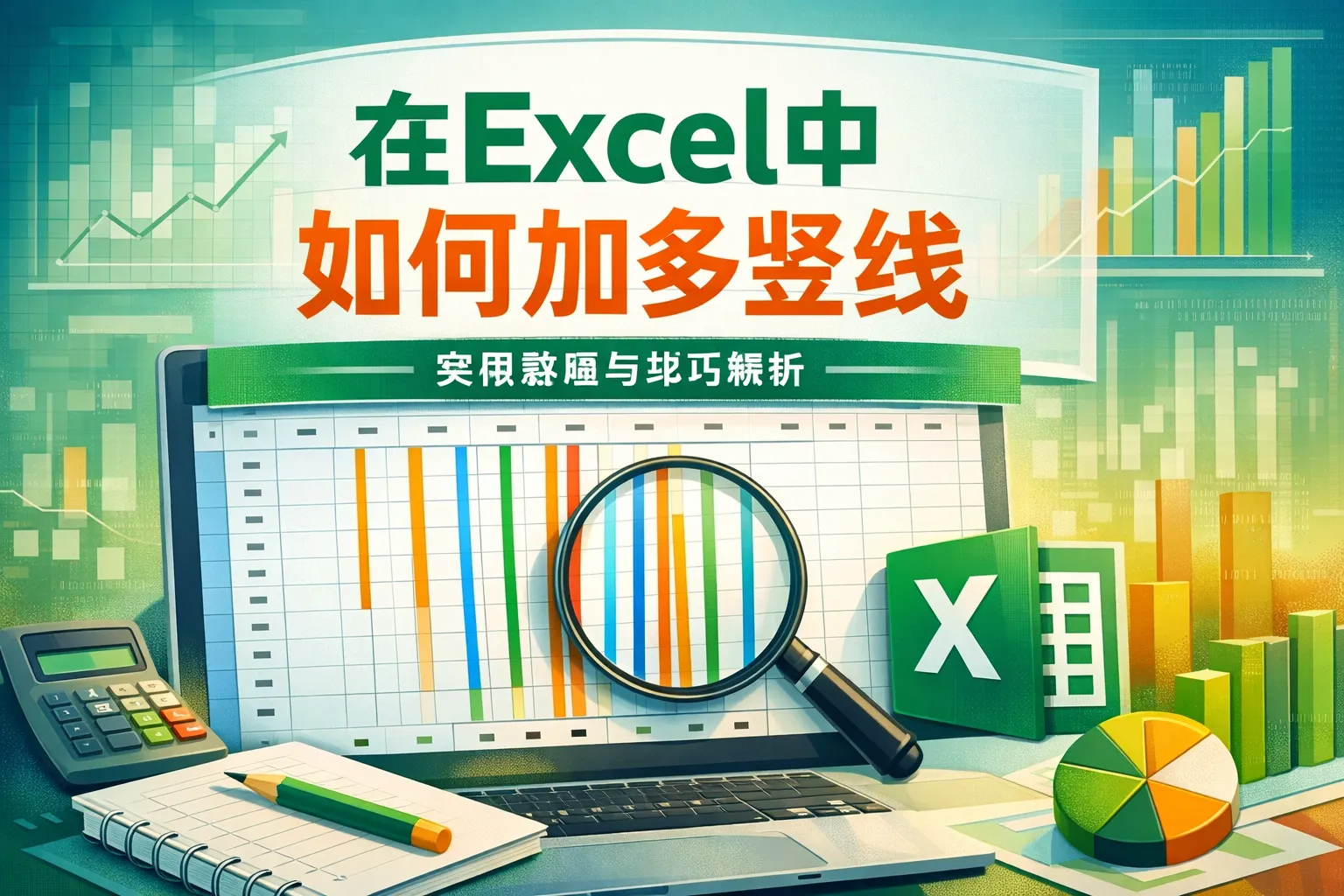 在excel中如何加多竖线