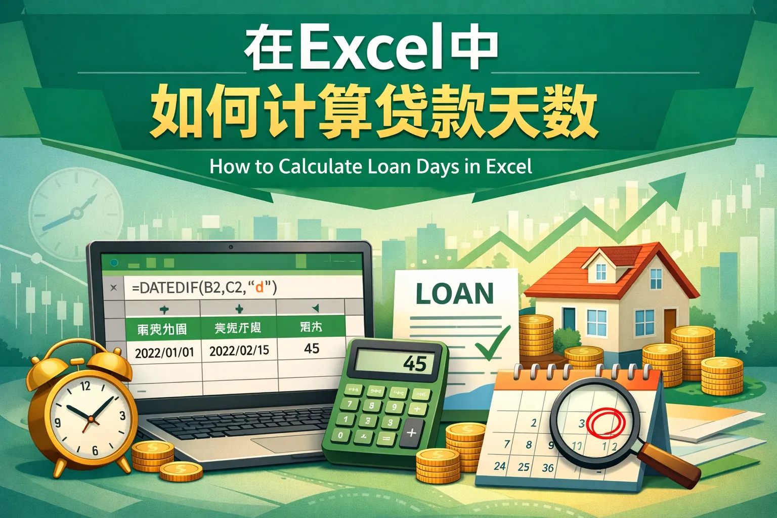 在excel中如何计算贷款天数