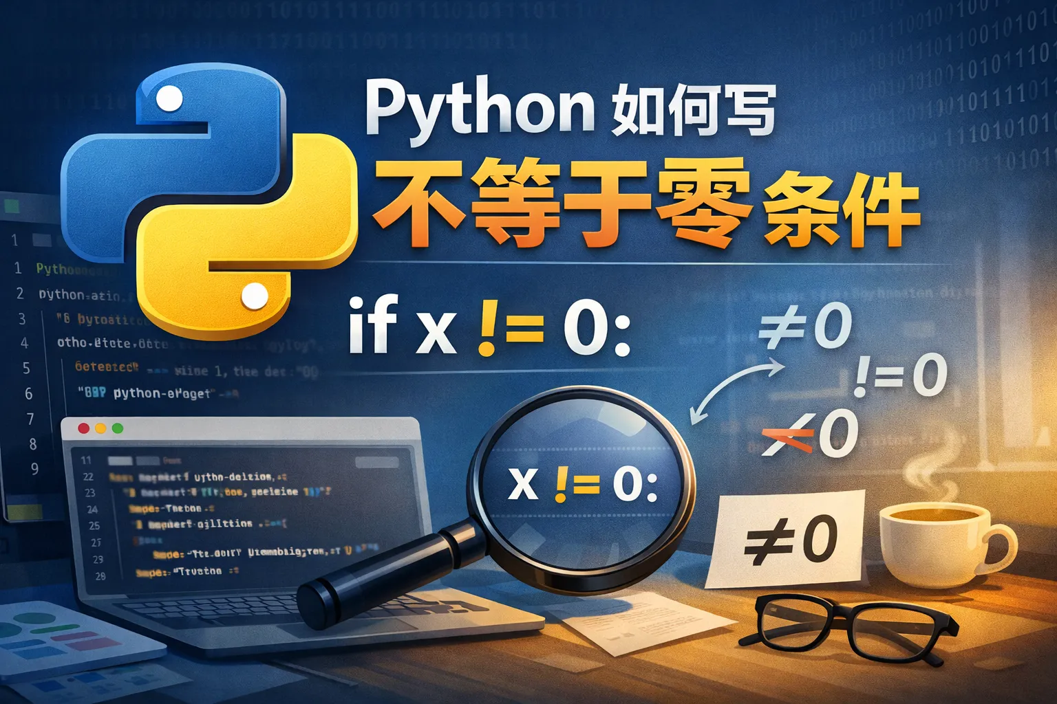 python如何写不等于零条件