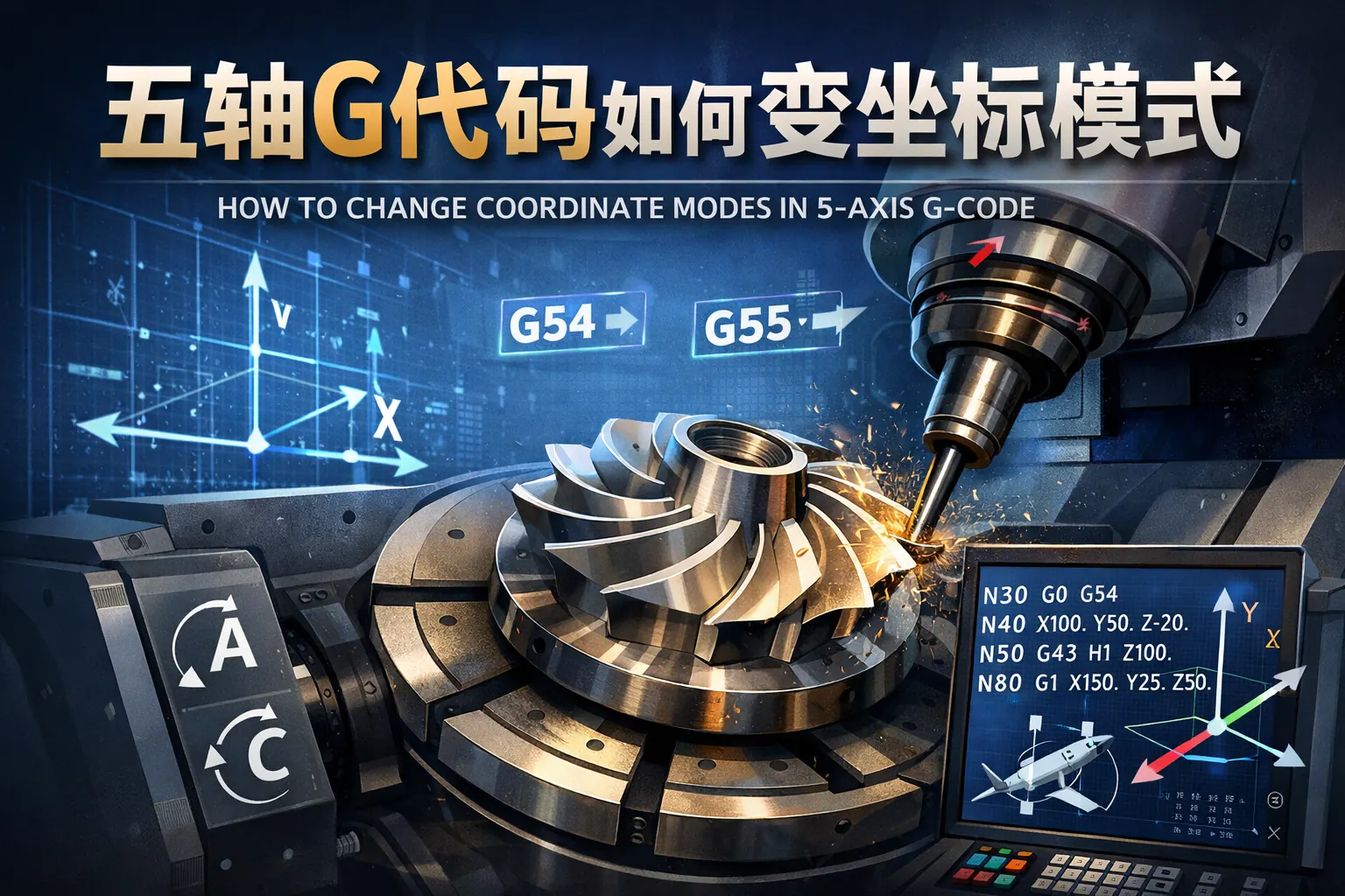 五轴g代码如何变坐标模式