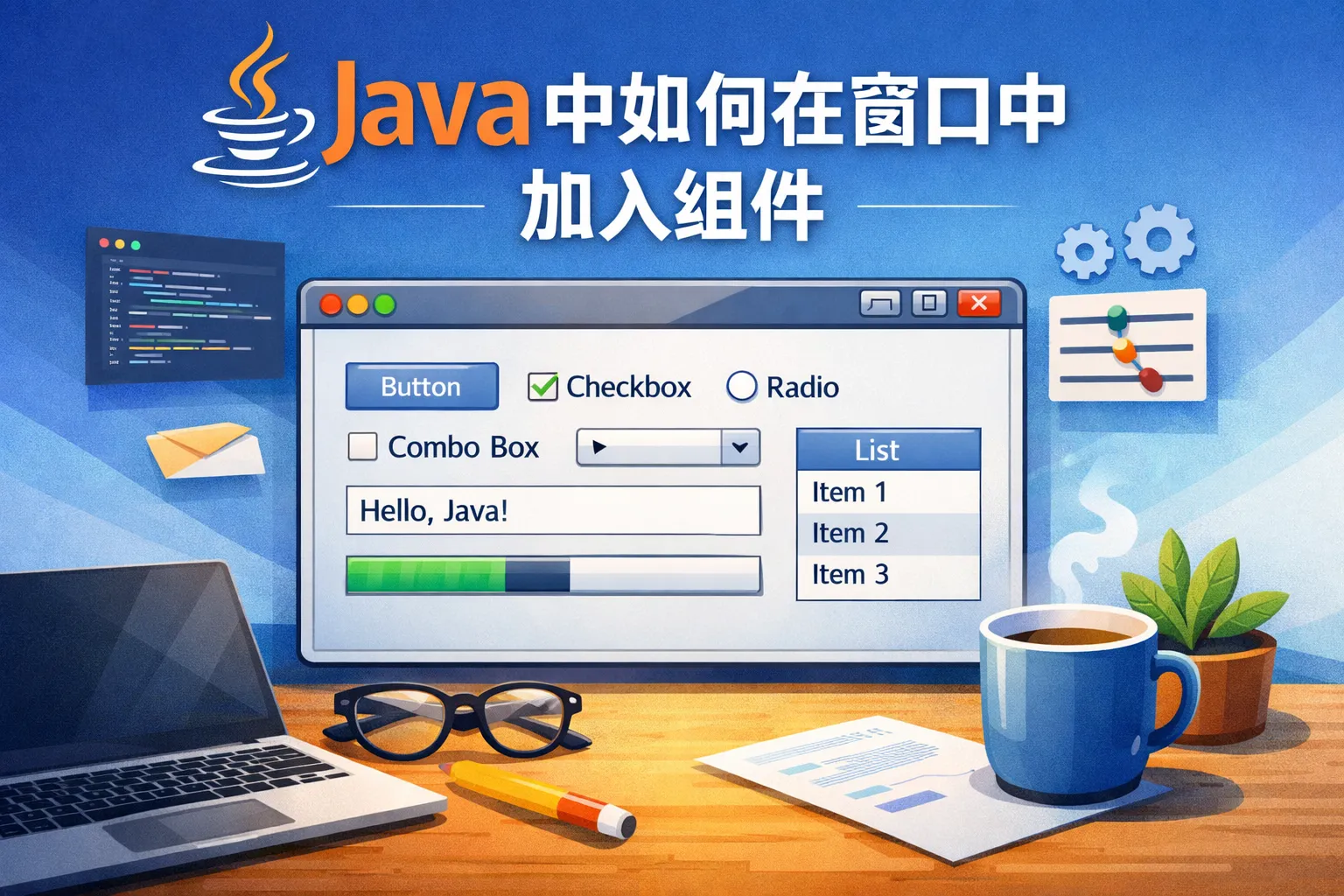 java中如何在窗口中加入组件