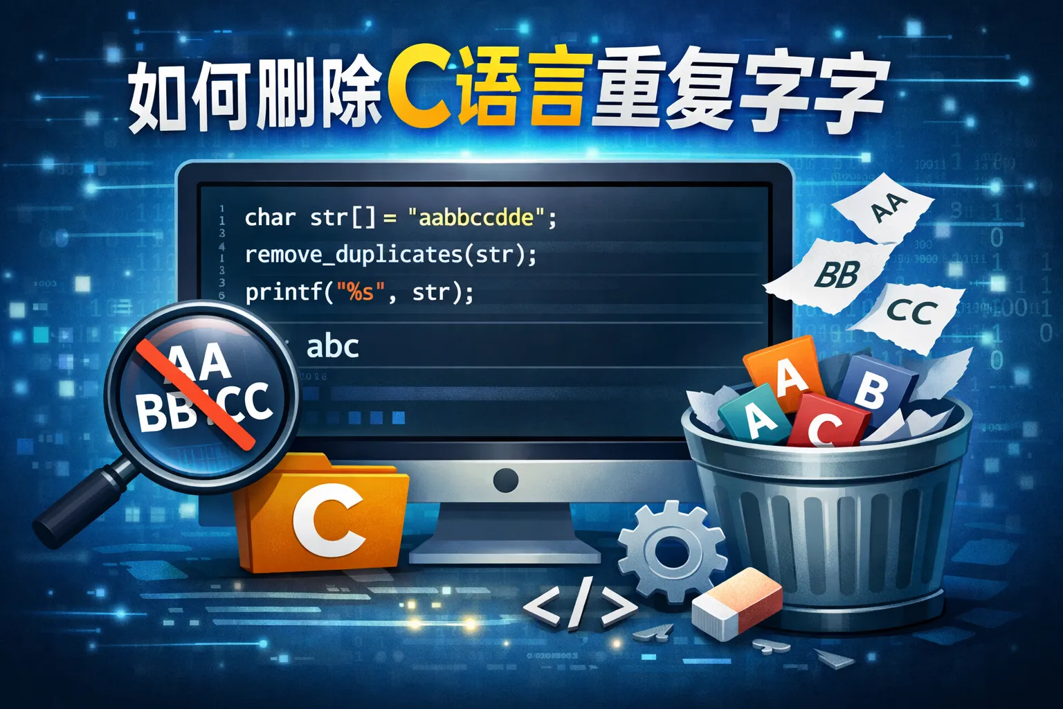 如何删除c语言重复字符