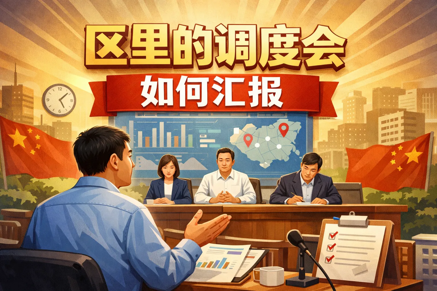 区里的调度会如何汇报