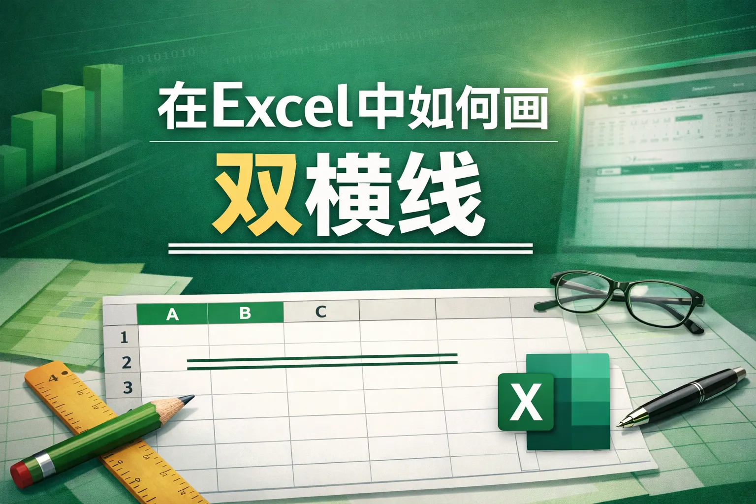 在excel中如何画双横线
