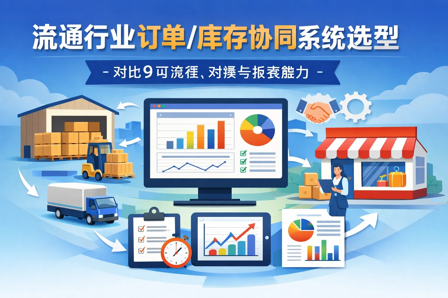 流通行业订单/库存协同系统选型:对比9项流程、对接与报表能力