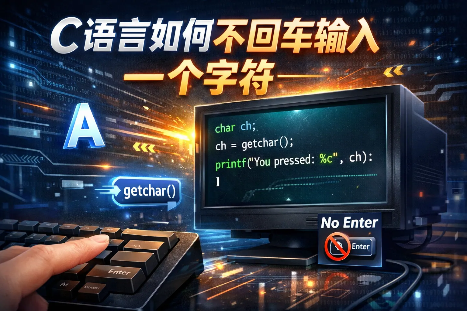 c语言如何不回车输入一个字符