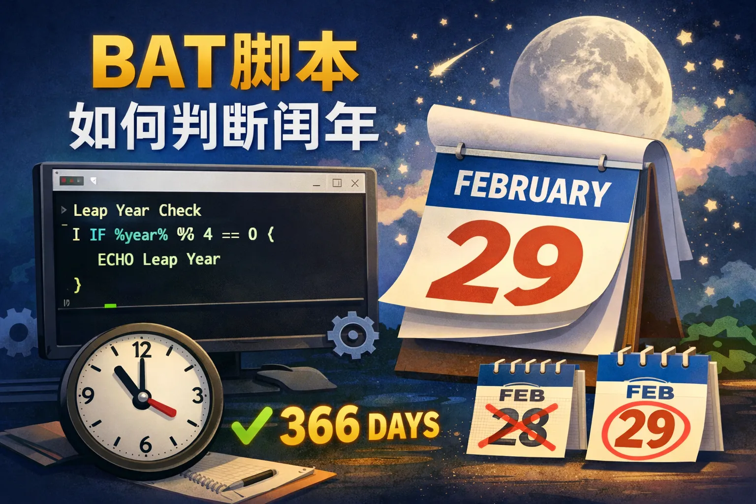 bat脚本如何判断闰年