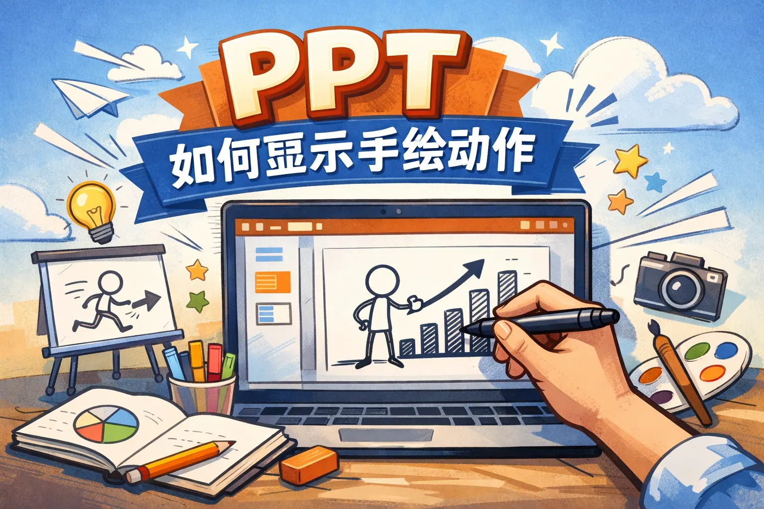 ppt如何显示手绘动作