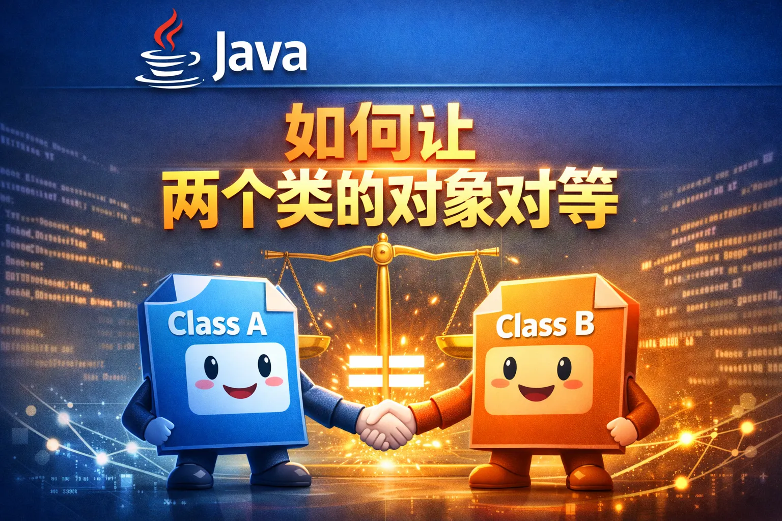 java如何让两个类的对象对等