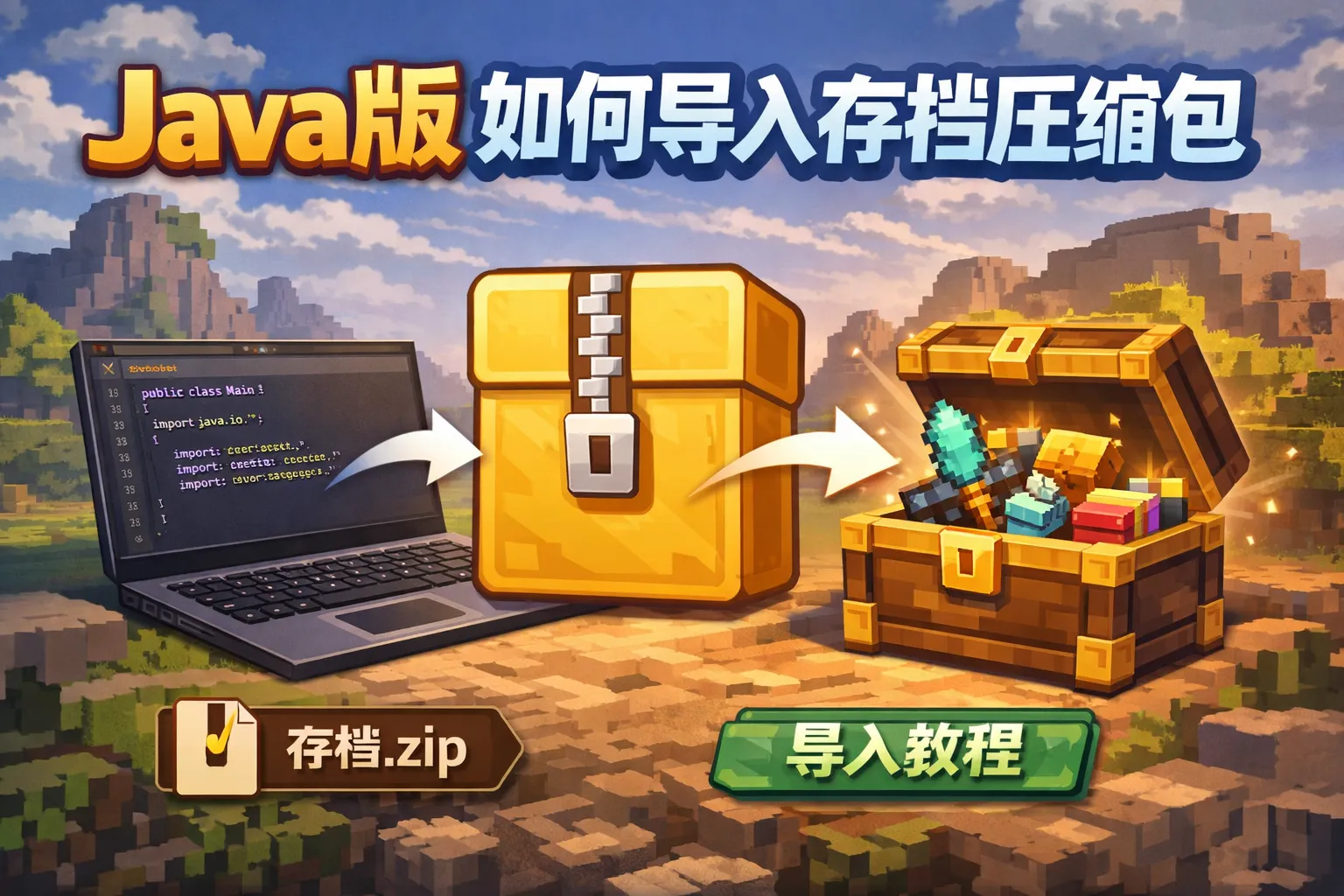 java版如何导入存档压缩包
