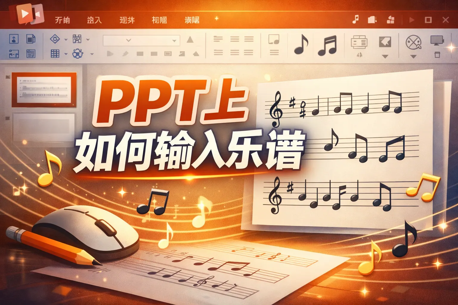 ppt上如何输入乐谱