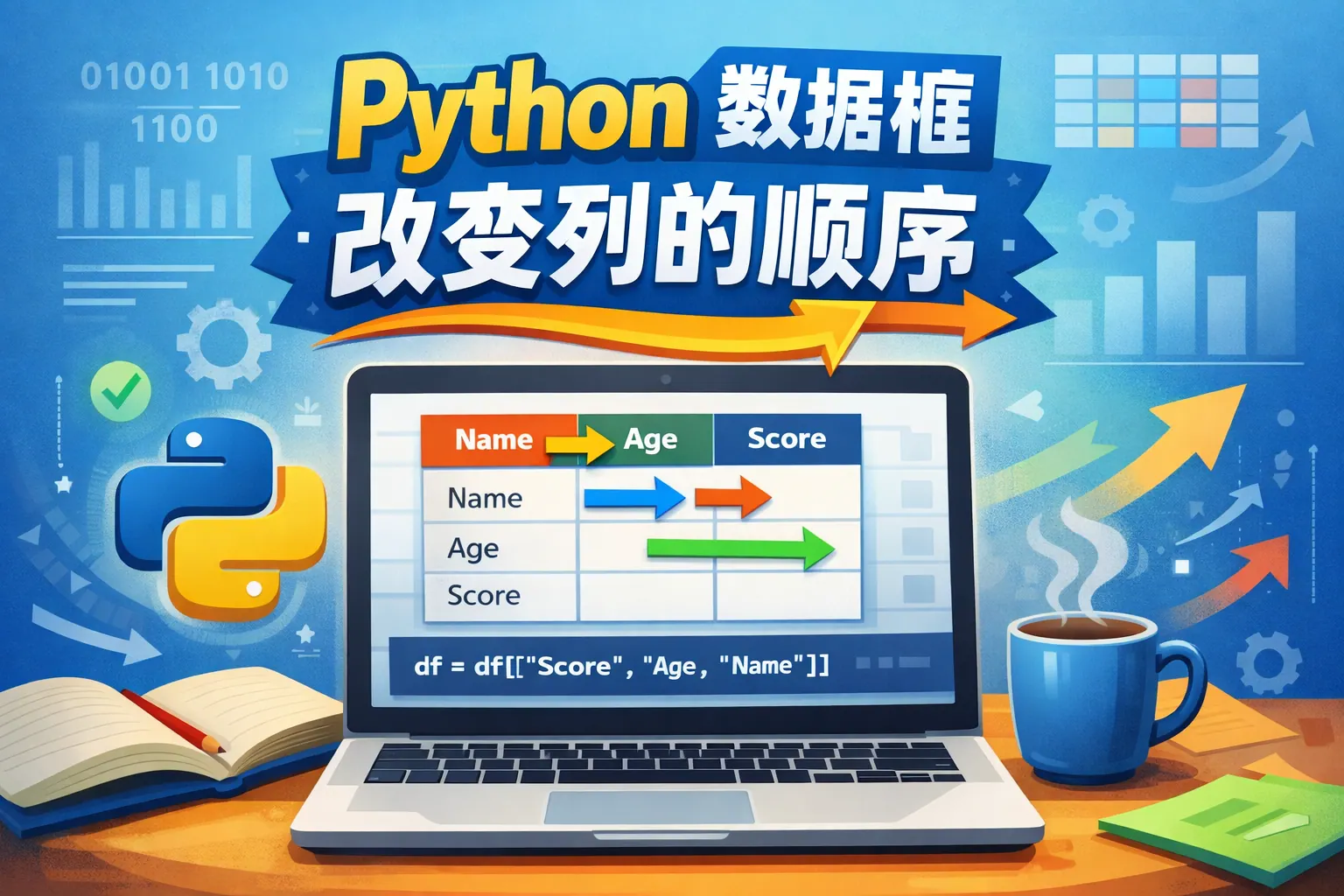 python数据框改变列的顺序