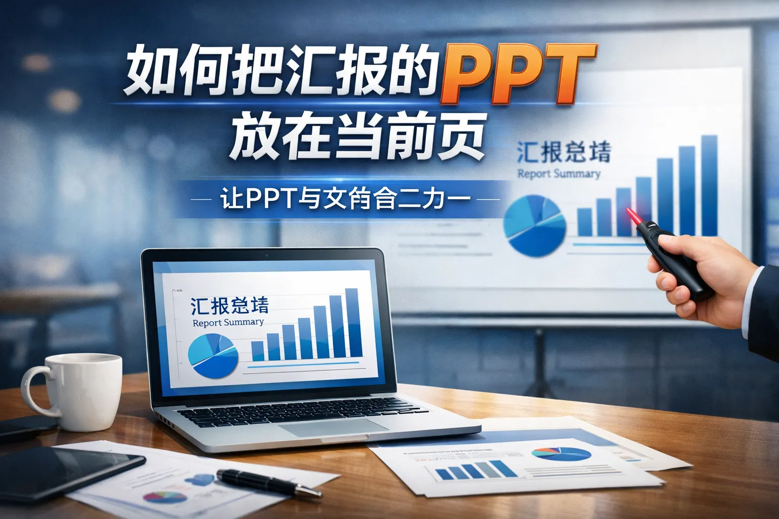 如何把汇报的ppt放在当前页