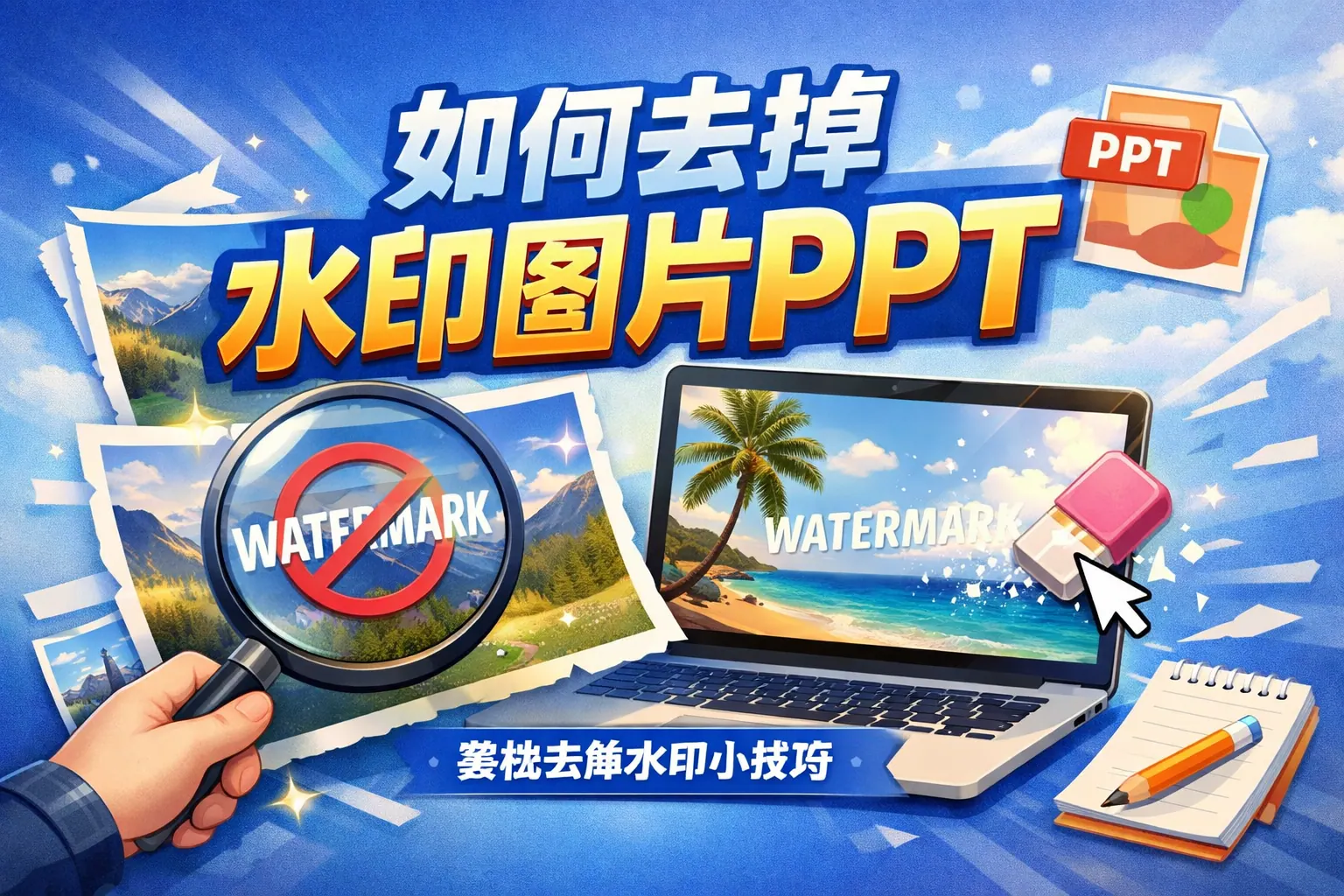 如何去掉水印图片PPT