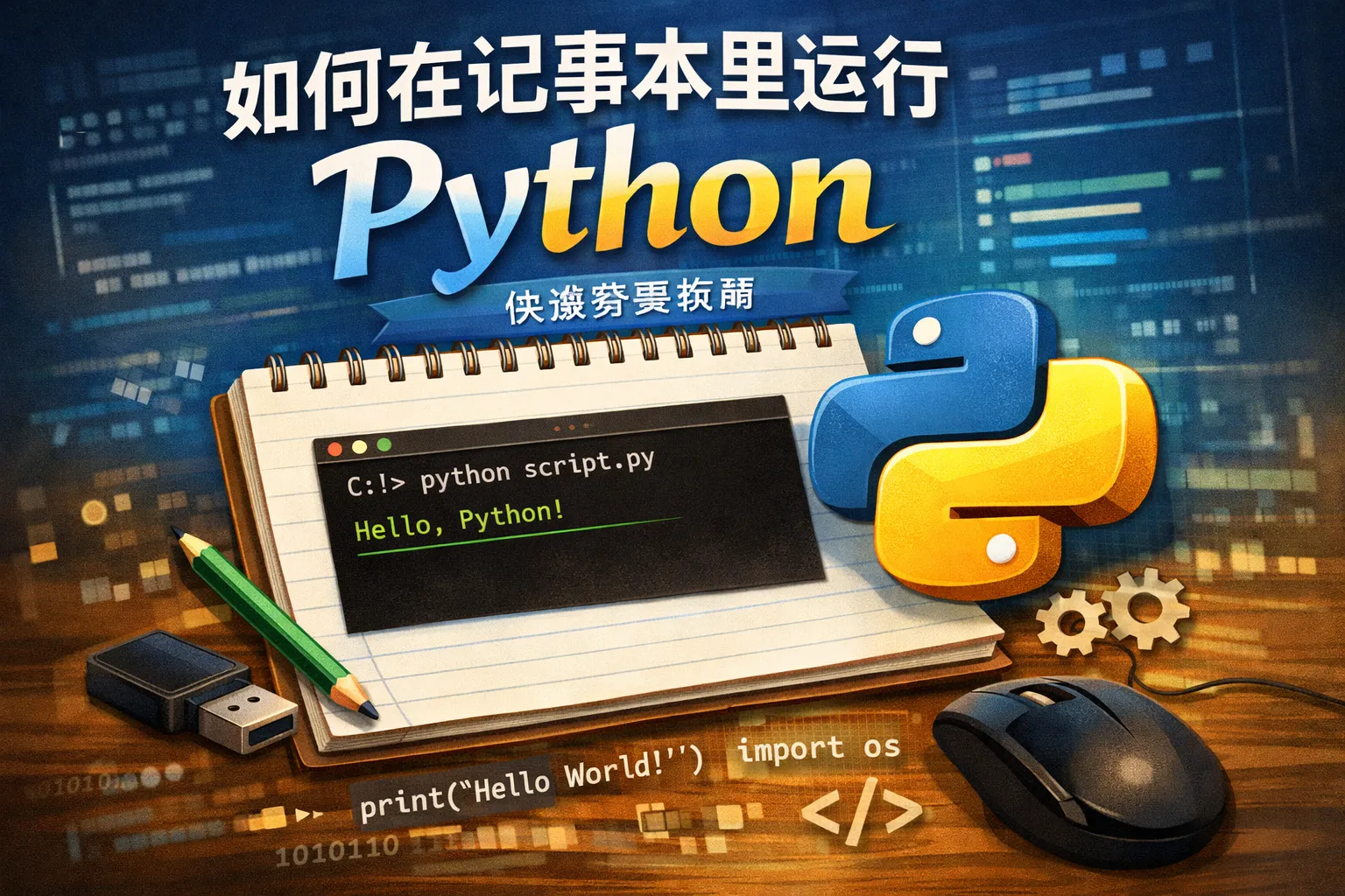 如何在记事本里运行python