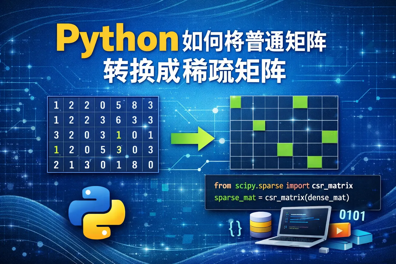 python如何将普通矩阵转换成稀疏矩阵