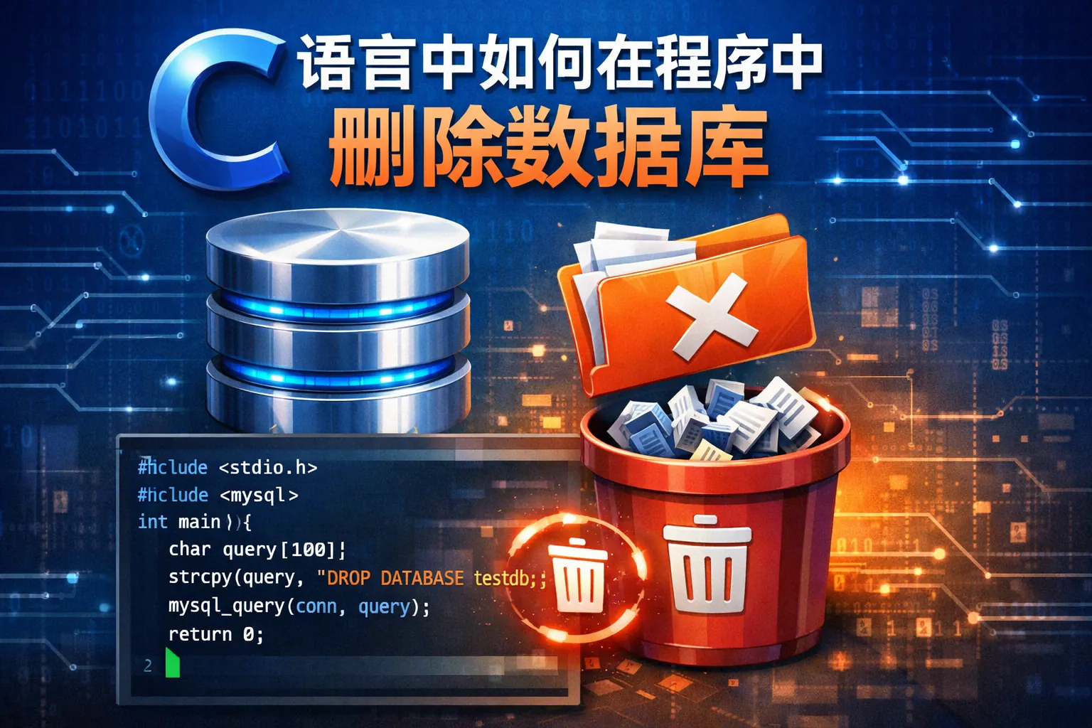 c语言中如何在程序中删除数据库