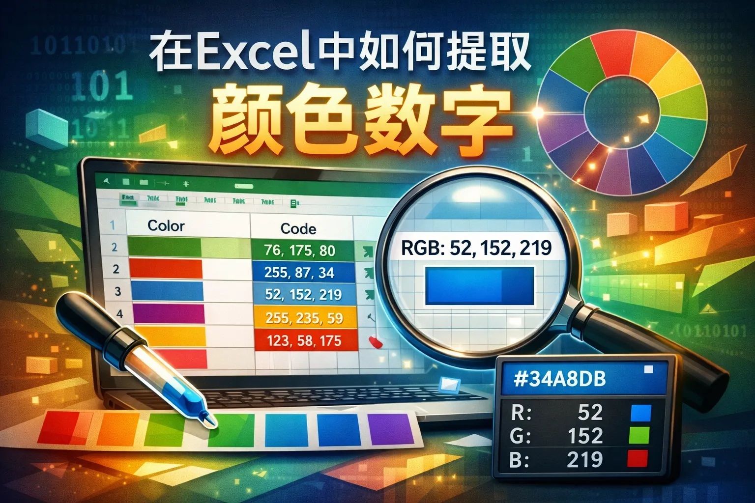 在excel中如何提取颜色数字