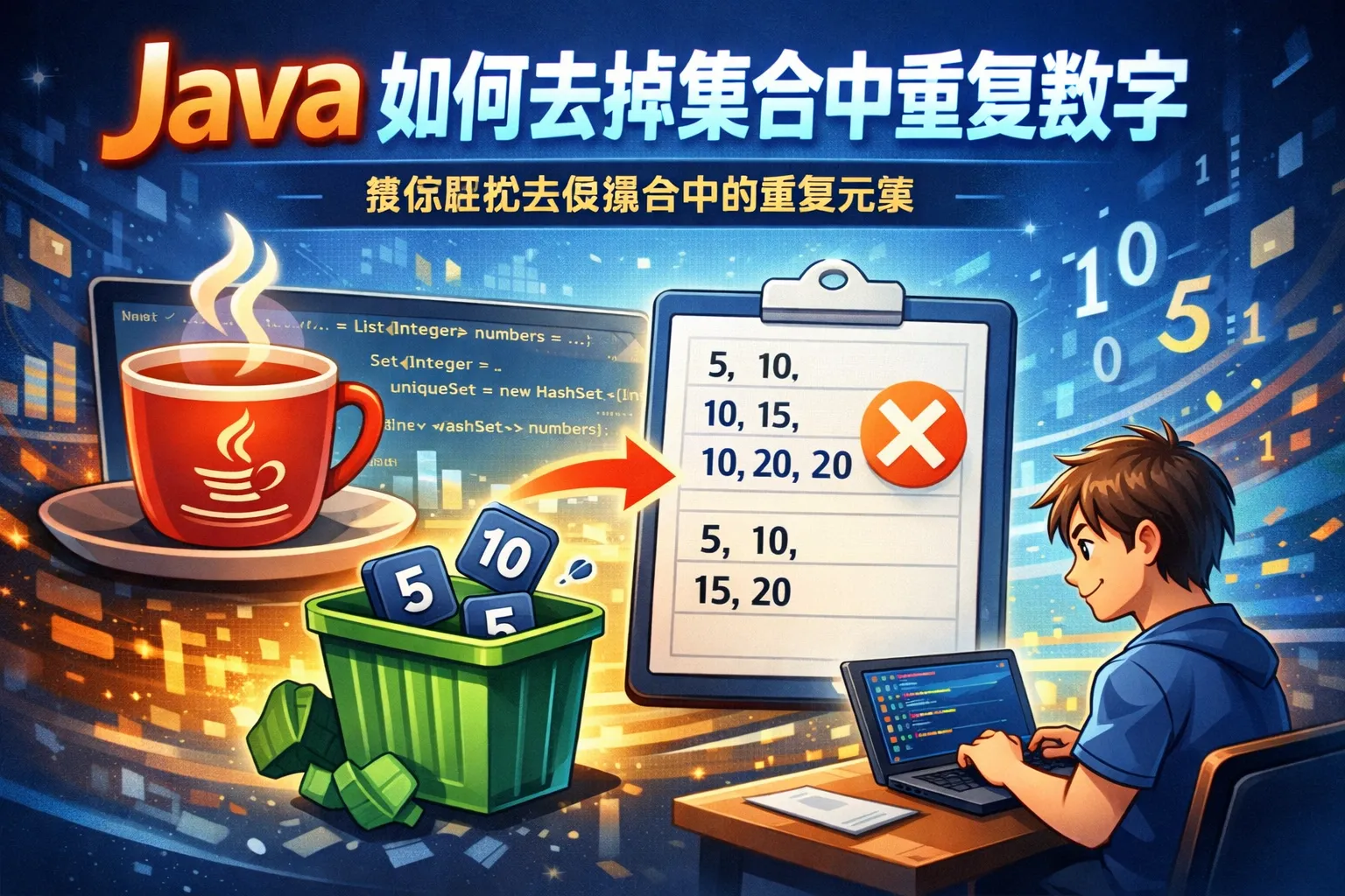 java如何去掉集合中重复数字
