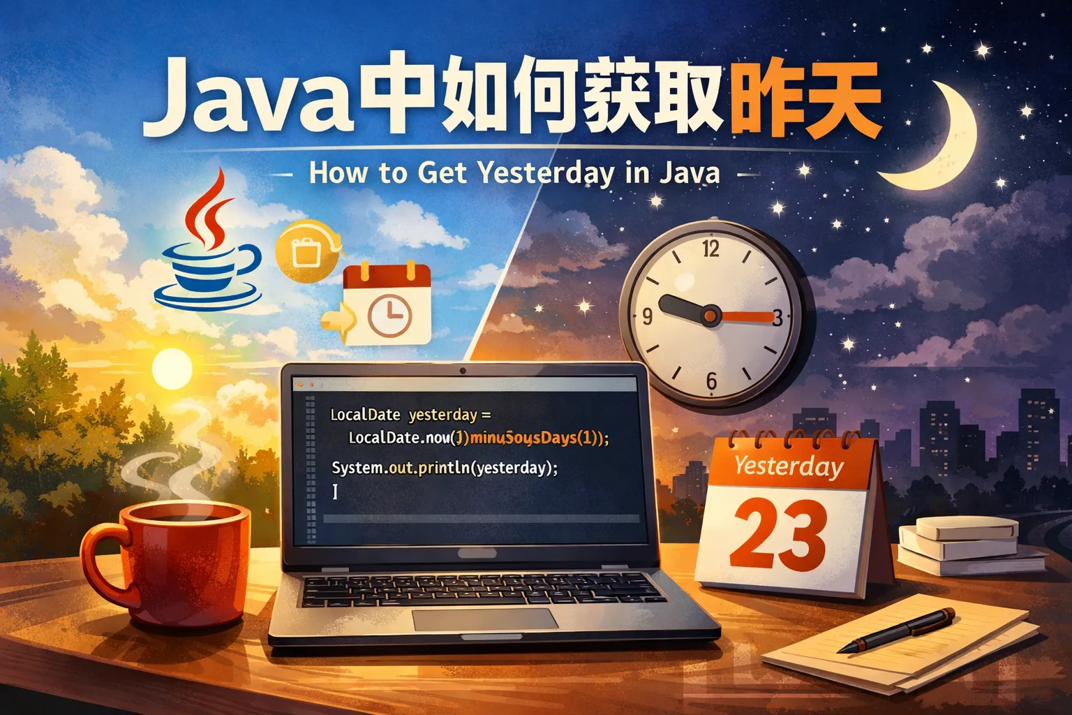 java中如何获取昨天