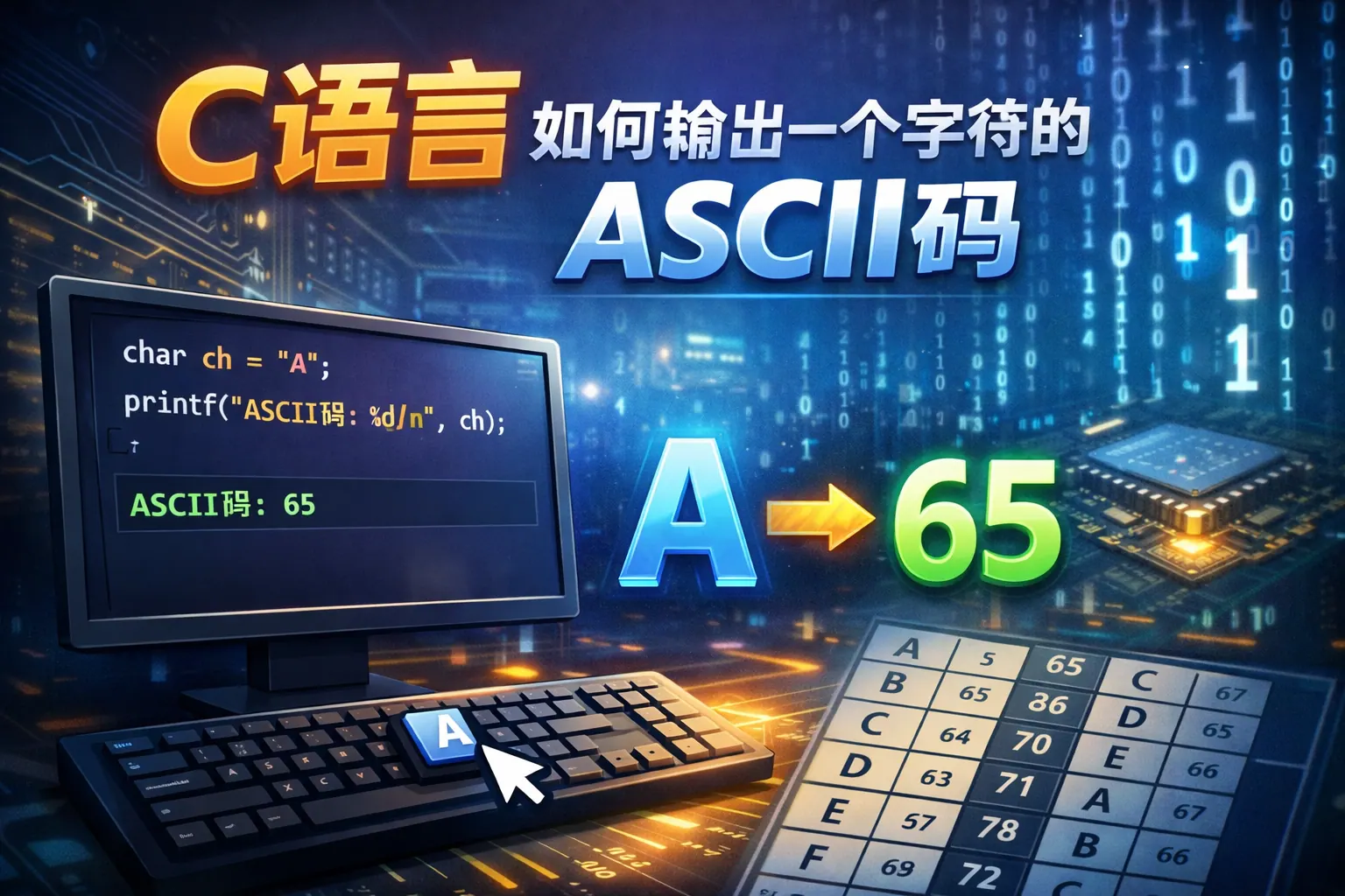 c语言如何输出一个字符的ascii码