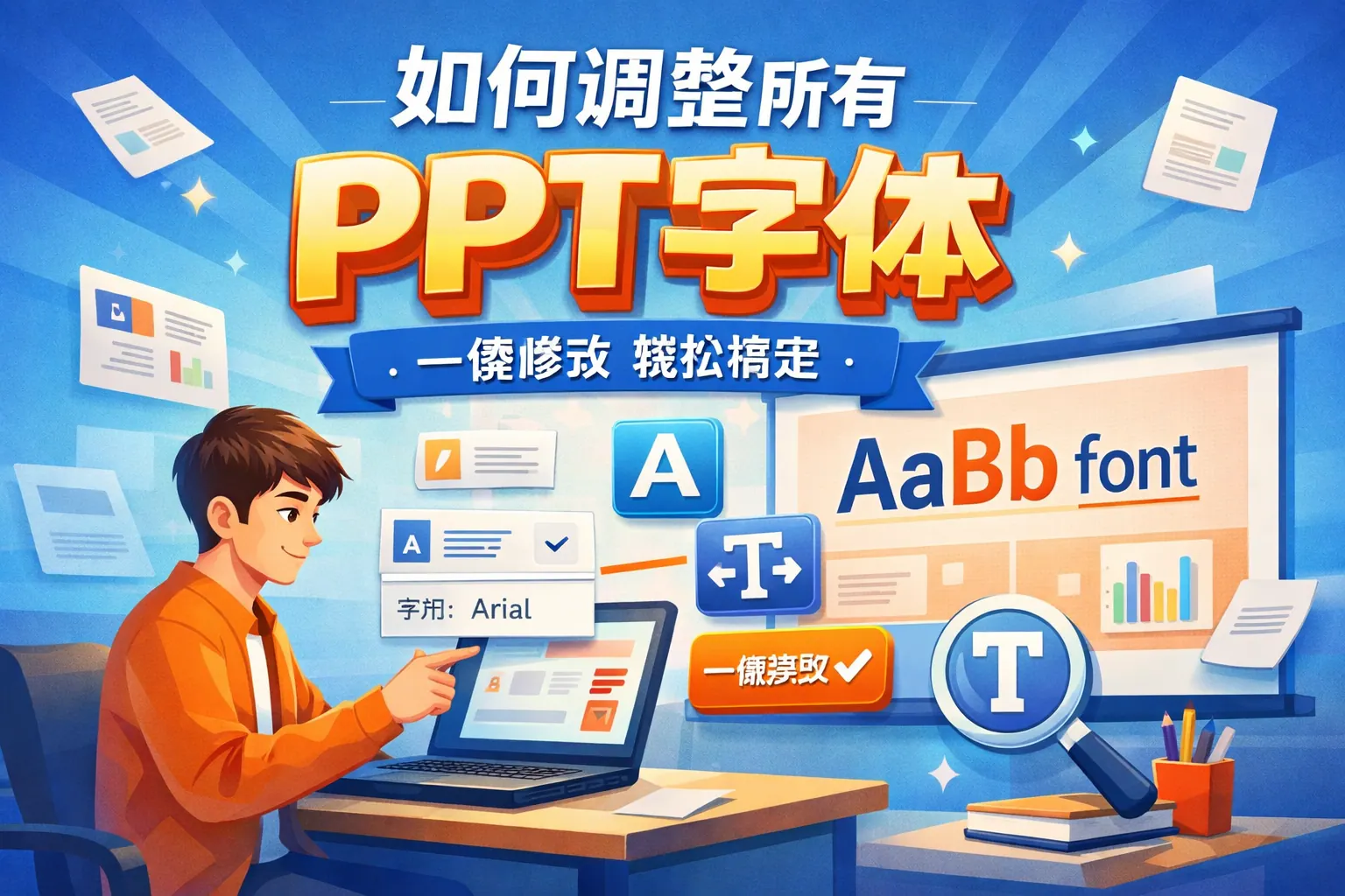 如何调整所有ppt字体