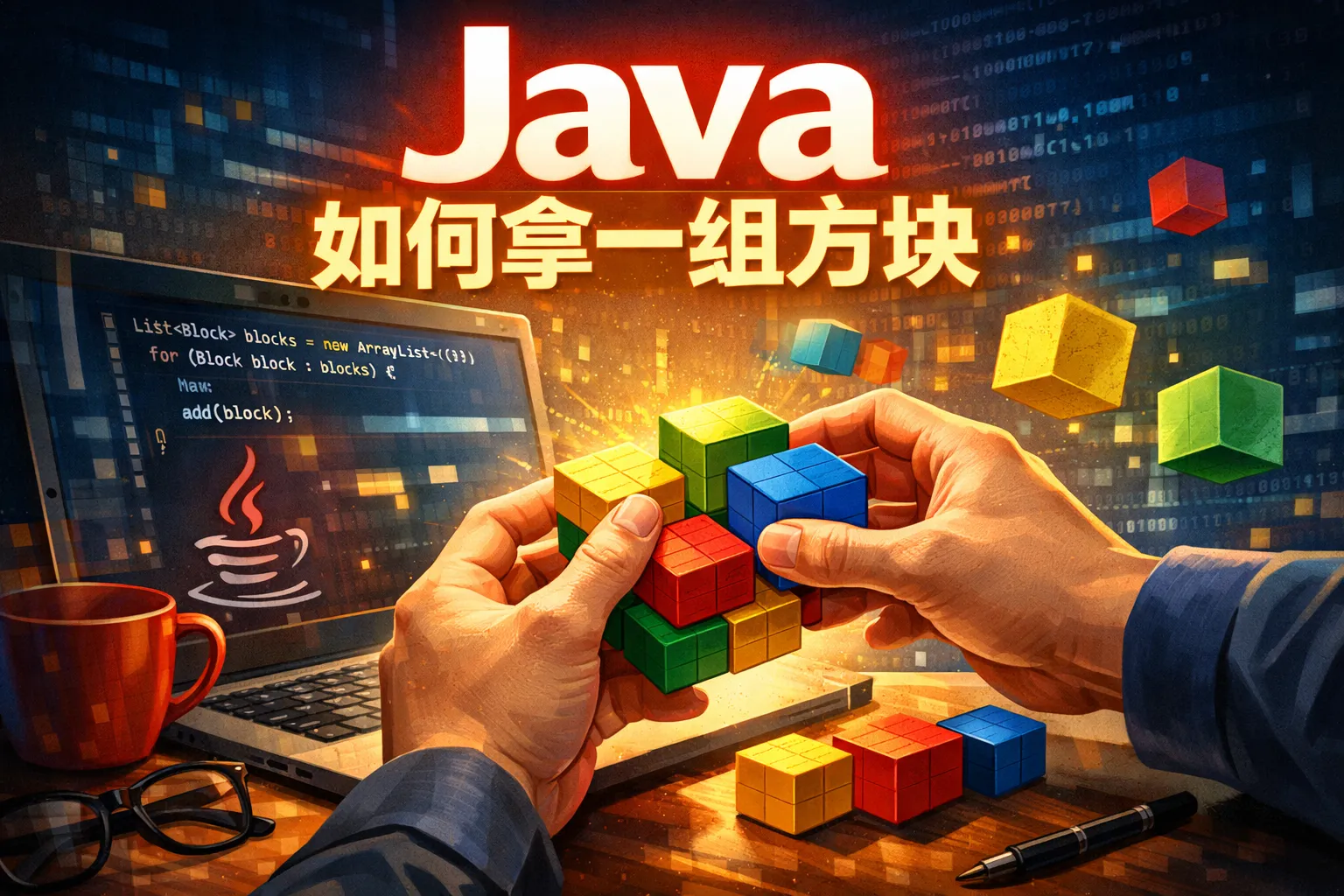 java如何拿一组方块