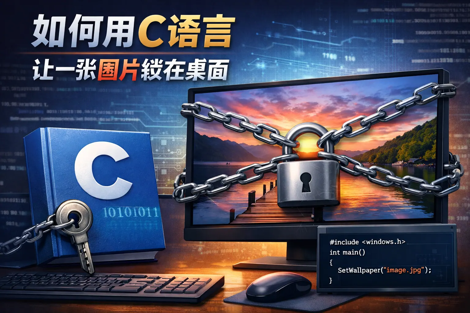 如何用c语言让一张图片锁在桌面