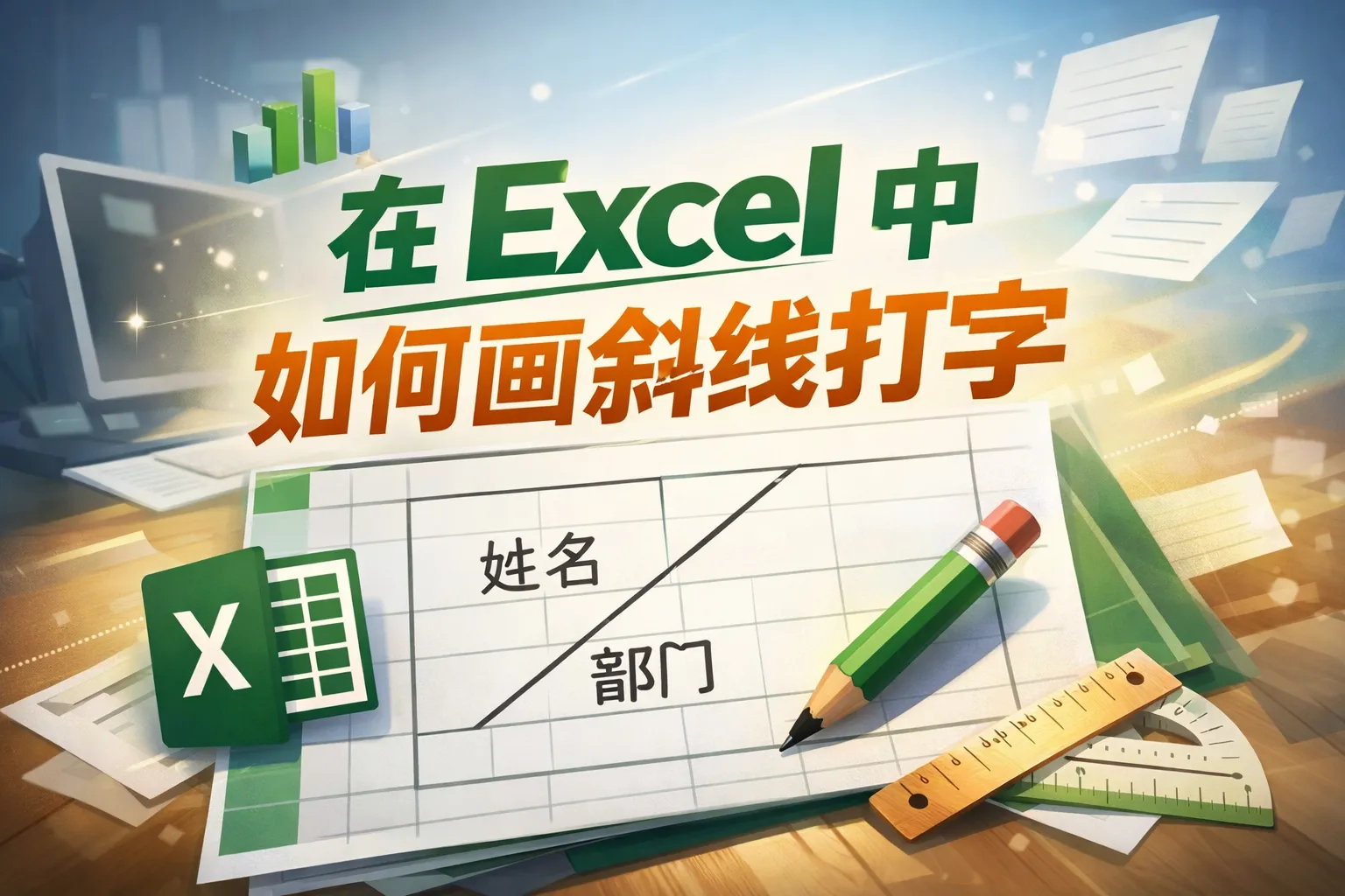 在excel中如何画斜线打字