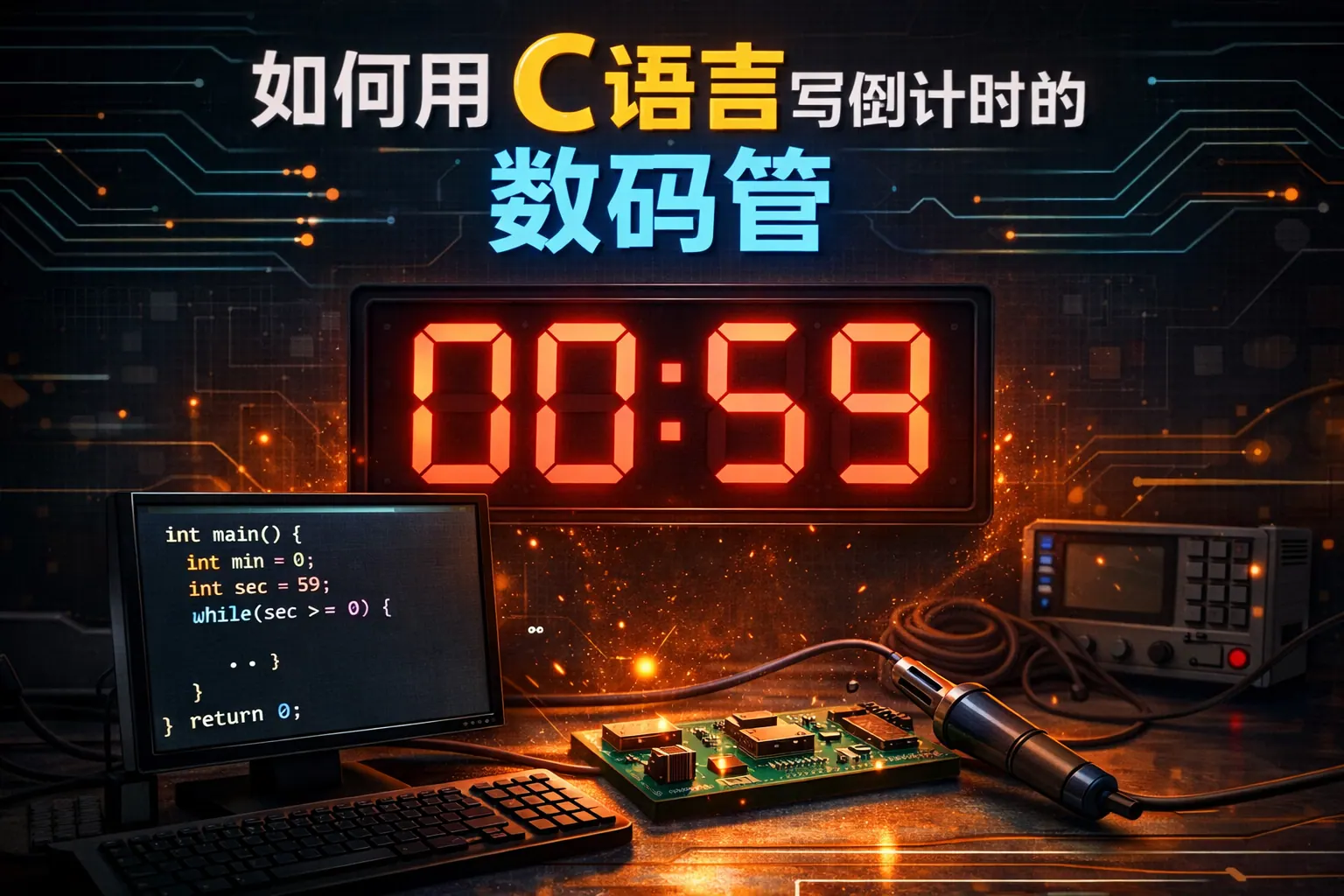 如何用c语言写倒计时的数码管