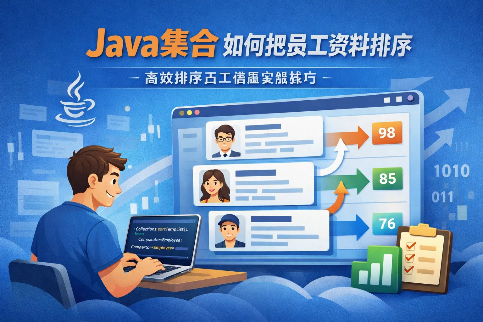 java集合如何把员工资料排序