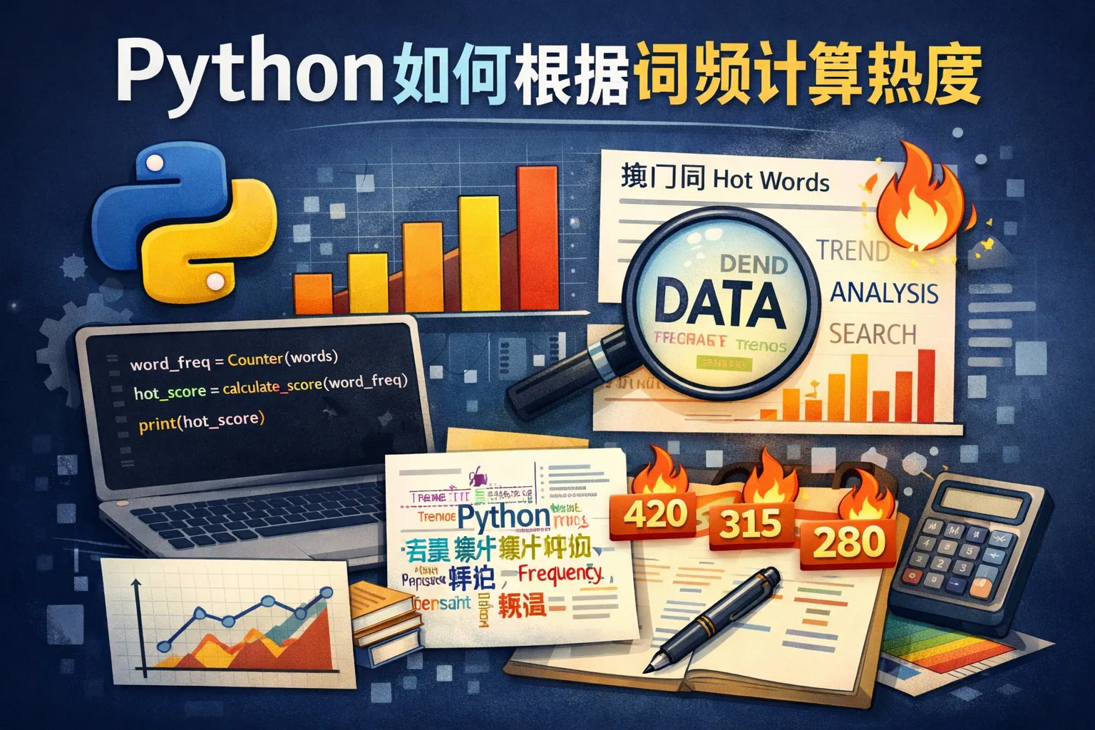 python如何根据词频计算热度