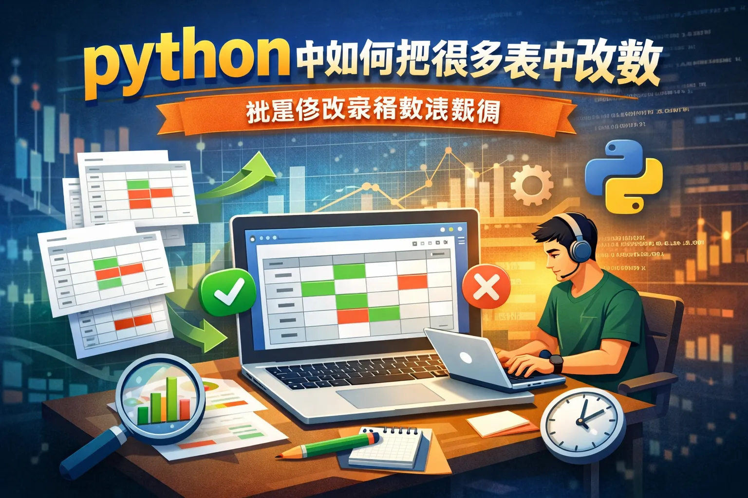 python中如何把很多表中改数