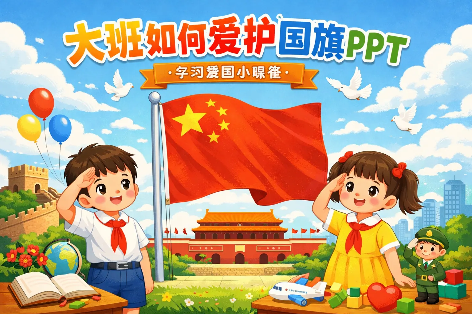 大班如何爱护国旗ppt