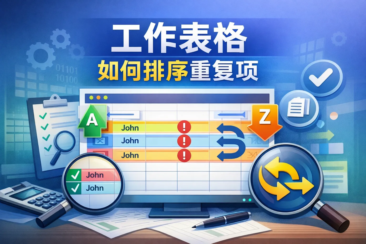 工作表格如何排序重复项