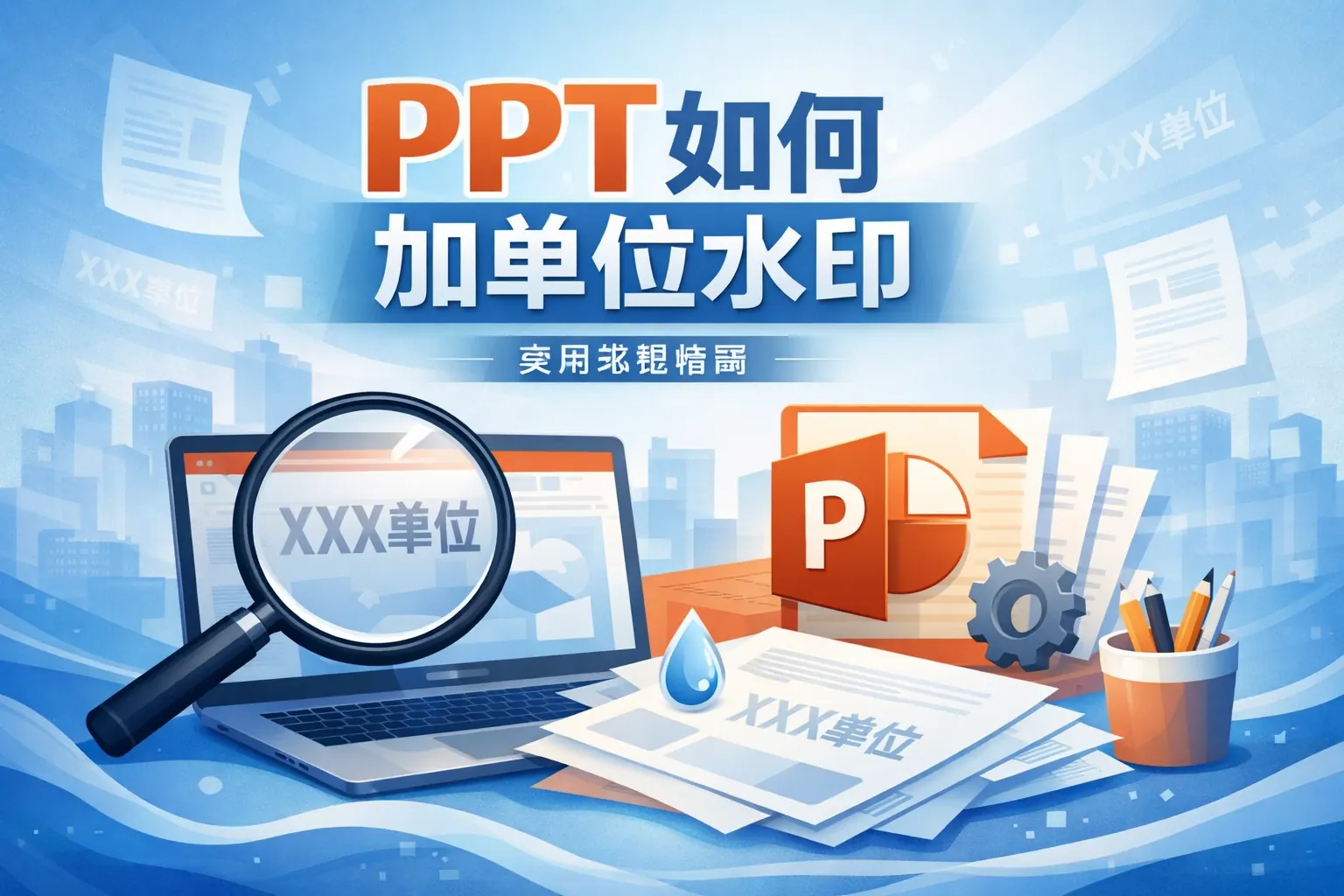 ppt如何加单位水印